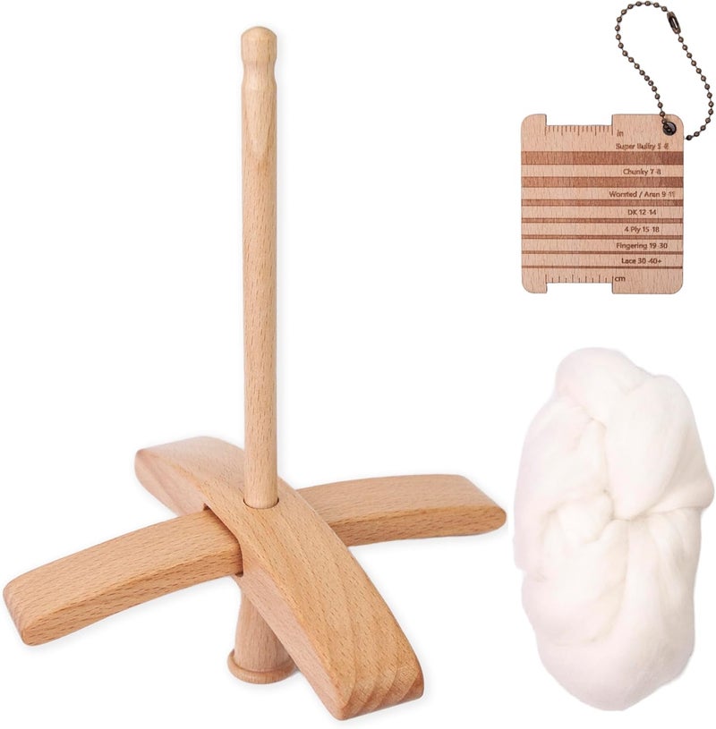 Yushen Turkish Spindle Kit Detachable Drop Spindle with 50g Wool Weaving Spinning Wheels for Beginners Advanced Hand Spinning Spinner Gifts - Image 1